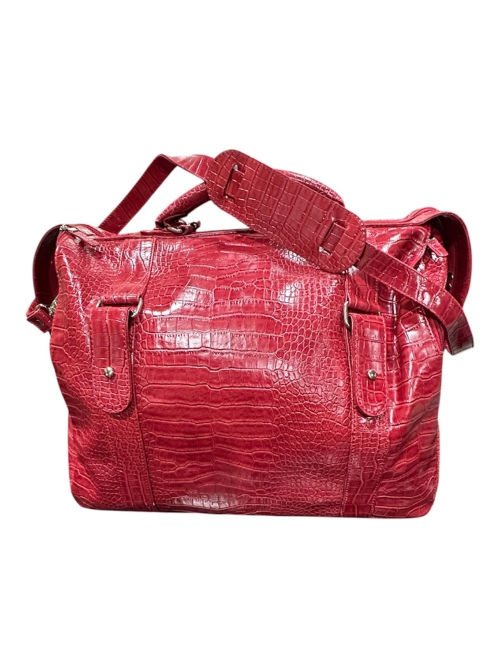 Vintage Bath & Body Works Red Croc Embossed Weekender Travel Duffel Bag Y2K